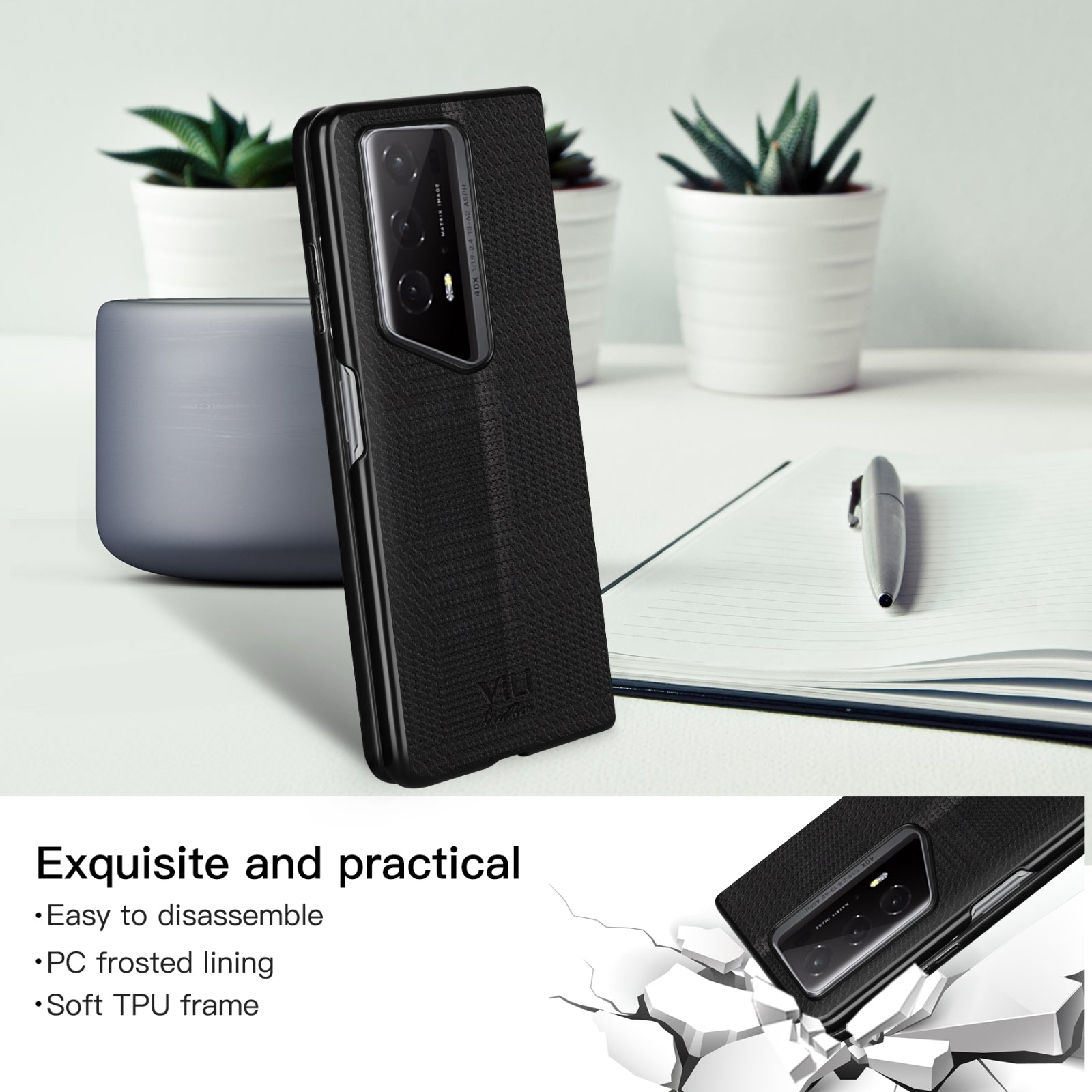For-Honor-Magic-V2-RSR-Porsche-Design-ViLi-TH-Series-Shockproof-Phone-Case(Black)