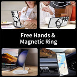 For-Samsung-Galaxy-S22-Ultra-Electroplating-MagSafe-360-Degree-Rotation-Holder-Shockproof-Phone-Case(Silver)