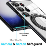 For-Samsung-Galaxy-S22-Ultra-Electroplating-MagSafe-360-Degree-Rotation-Holder-Shockproof-Phone-Case(Silver)