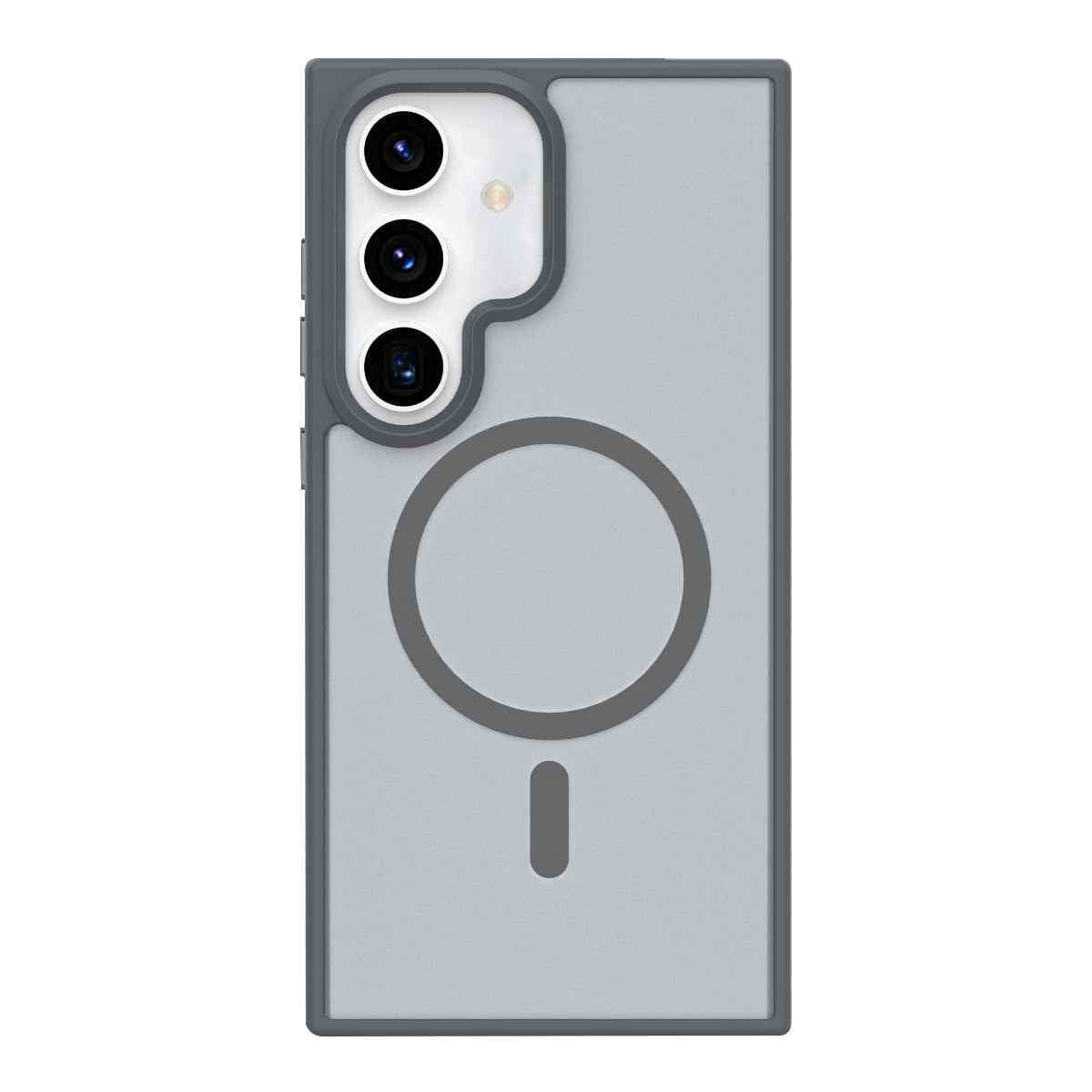 For-Samsung-Galaxy-S24-5G-Metal-Button-Skin-Feel-Matte-MagSafe-Shockproof-Phone-Case(Grey)