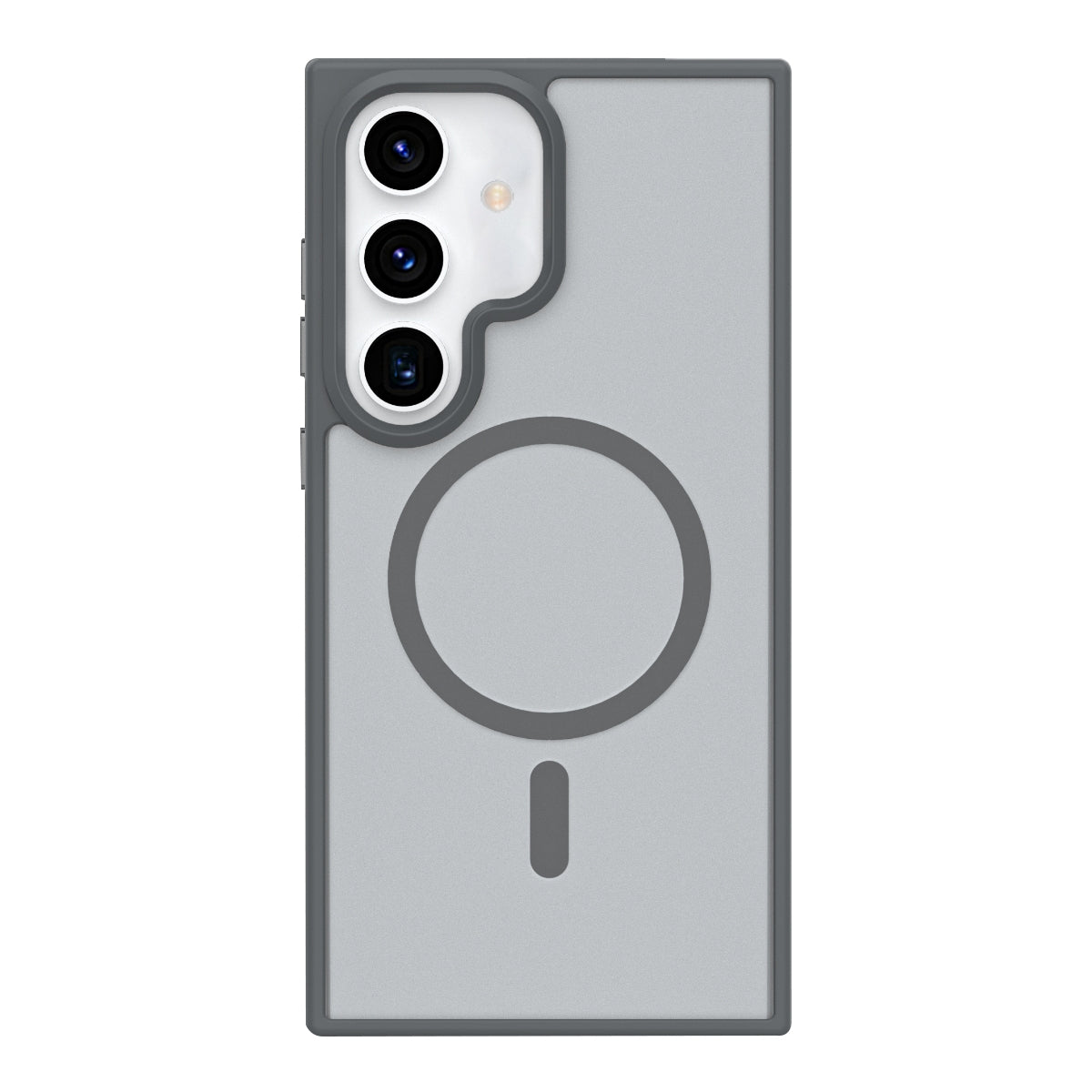 For-Samsung-Galaxy-S24-5G-Metal-Button-Skin-Feel-Matte-MagSafe-Shockproof-Phone-Case(Grey)