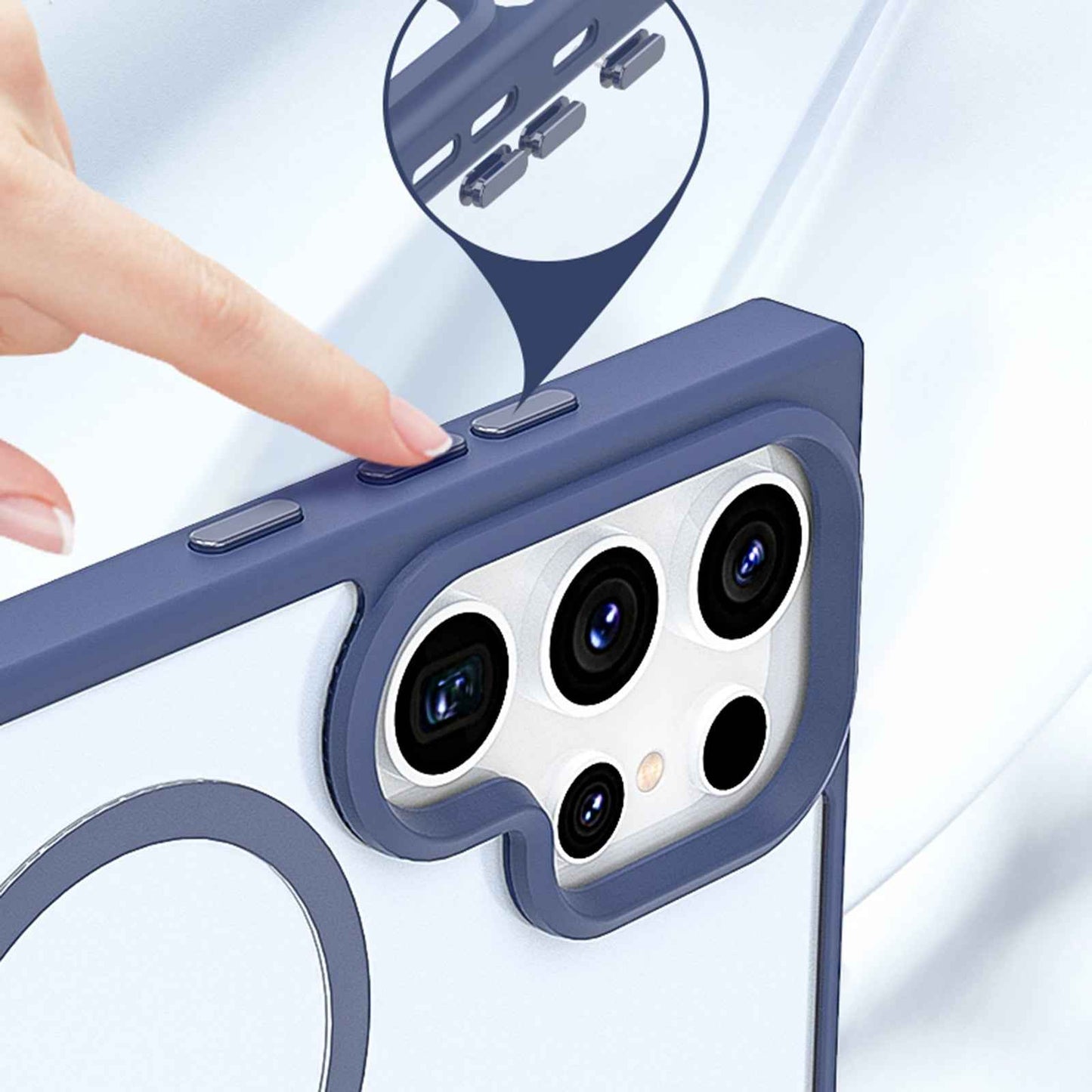 For-Samsung-Galaxy-S24-5G-Metal-Button-Skin-Feel-Matte-MagSafe-Shockproof-Phone-Case(Grey)