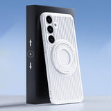For-Samsung-Galaxy-S24-5G-Cooling-MagSafe-Magnetic-Ring-Holder-PC-Phone-Case(White)