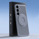 For-Samsung-Galaxy-S24-5G-Cooling-MagSafe-Magnetic-Ring-Holder-PC-Phone-Case(Grey)