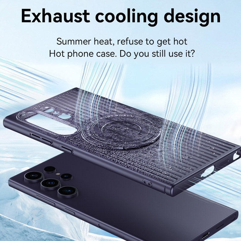 For-Samsung-Galaxy-S24-5G-Cooling-MagSafe-Magnetic-Ring-Holder-PC-Phone-Case(Grey)
