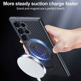 For-Samsung-Galaxy-S24-5G-Cooling-MagSafe-Magnetic-Ring-Holder-PC-Phone-Case(Grey)