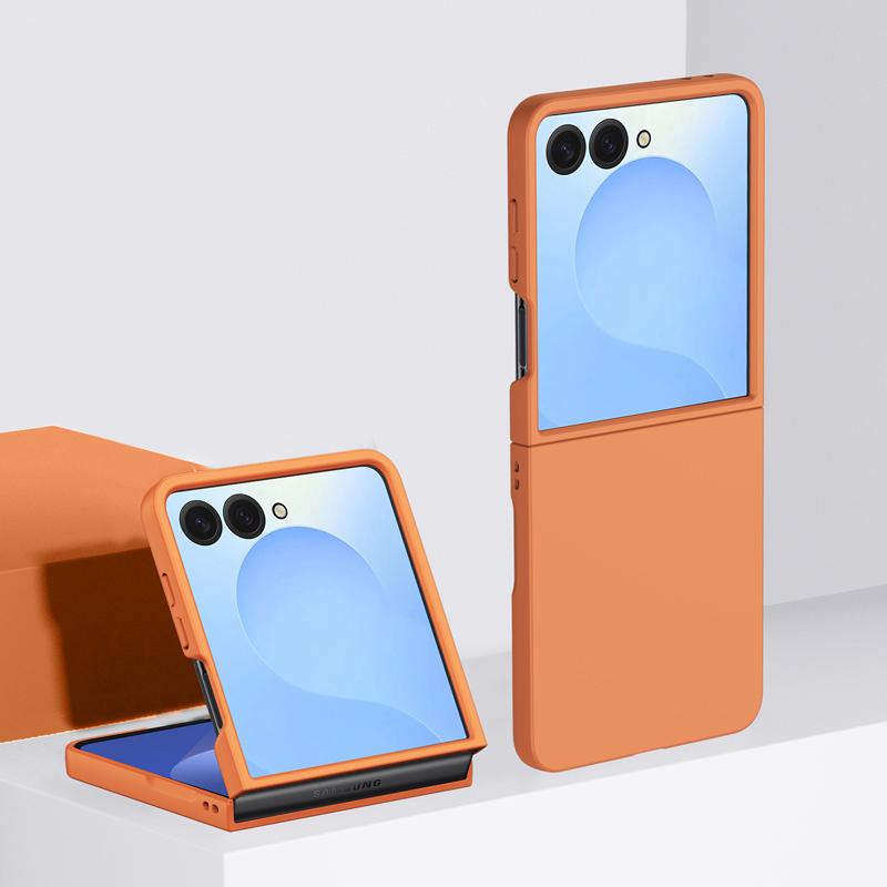 For-Samsung-Galaxy-Z-Flip7-Skin-Feel-PC-Full-Coverage-Shockproof-Phone-Case(Orange)