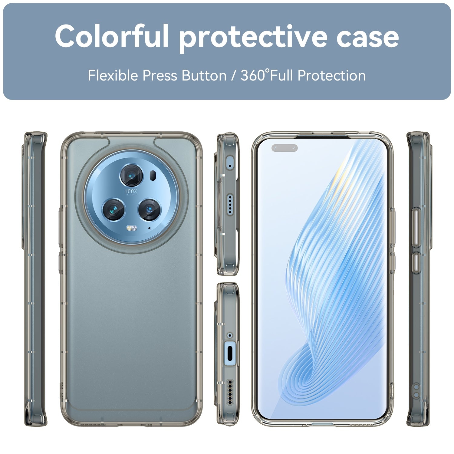For-Honor-Magic5-Pro-Candy-Series-TPU-Phone-Case(Transparent-Grey)