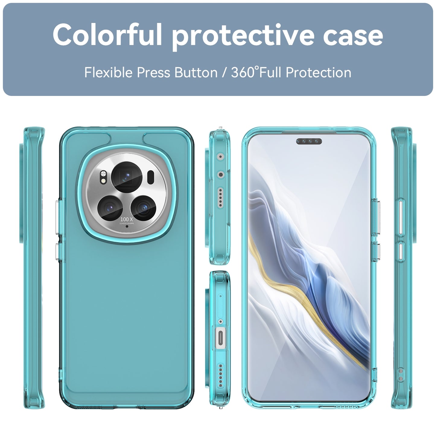 For-Honor-Magic6-Pro-Candy-Series-TPU-Phone-Case(Transparent-Blue)