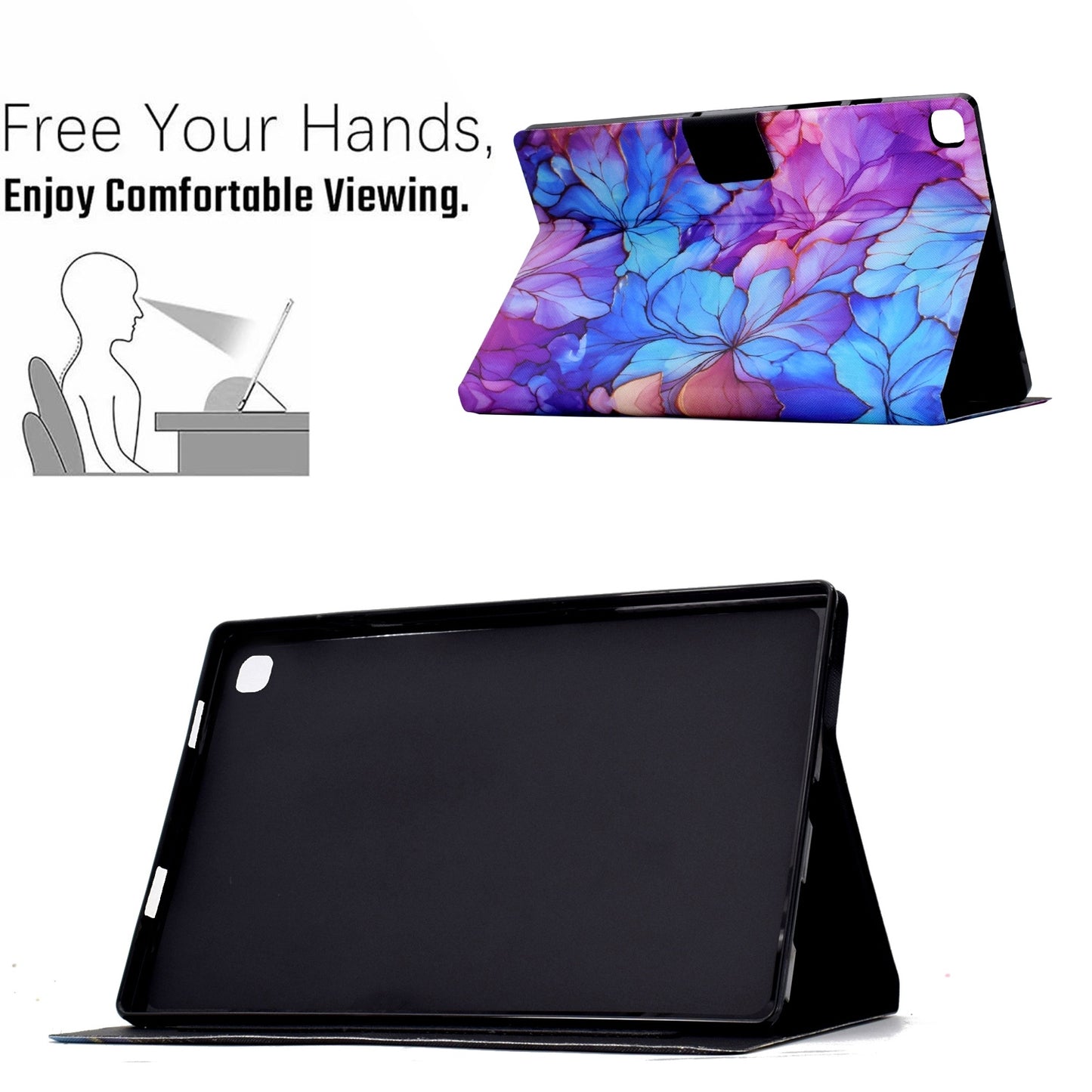For-Samsung-Galaxy-Tab-S6-Lite-2024/2022-Voltage-Painted-Smart-Leather-Tablet-Case(Petals)