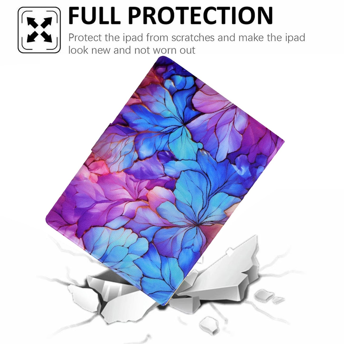 For-Samsung-Galaxy-Tab-S6-Lite-2024/2022-Voltage-Painted-Smart-Leather-Tablet-Case(Petals)