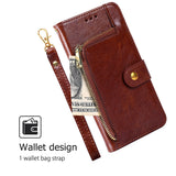 For-Motorola-Moto-G34-5G-Zipper-Bag-Leather-Phone-Case(Brown)