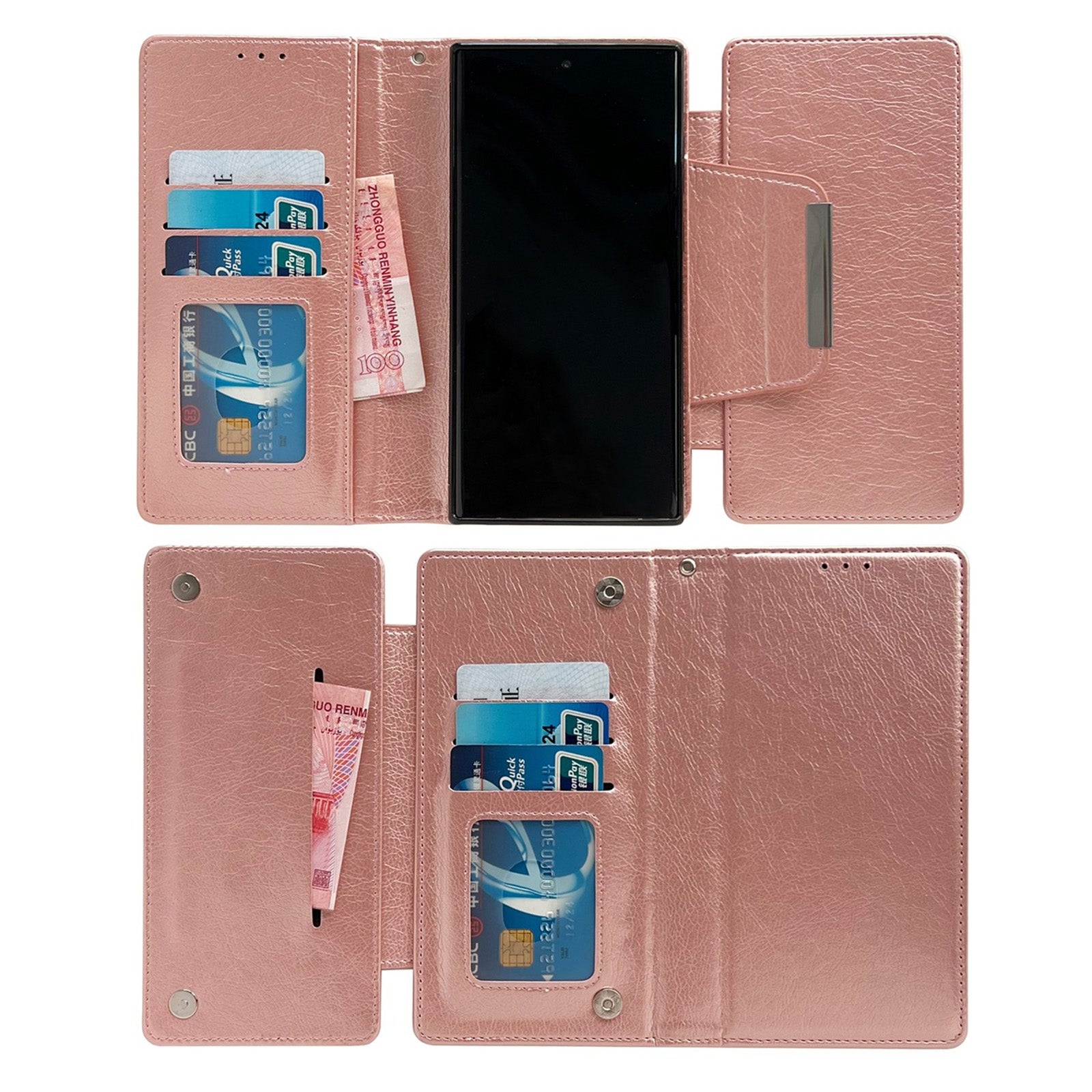 For-Samsung-Galaxy-A55-5G-Multifunctional-7-Card-Wallet-Leather-Phone-Case(Rose-Gold)