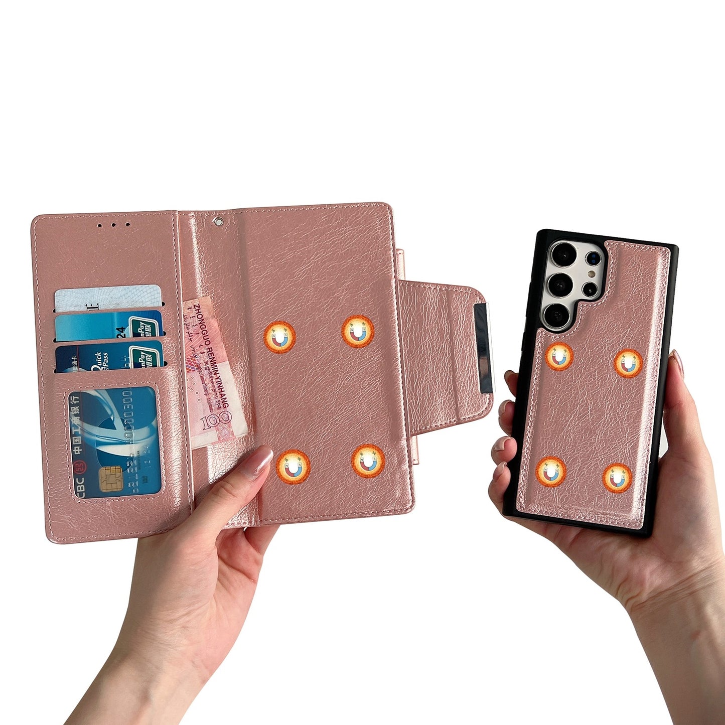 For-Samsung-Galaxy-A55-5G-Multifunctional-7-Card-Wallet-Leather-Phone-Case(Rose-Gold)