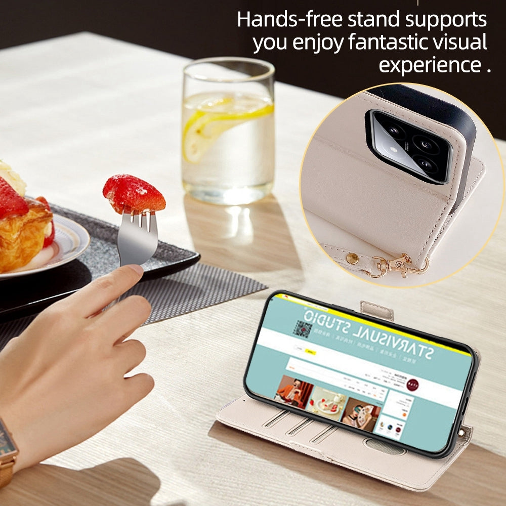For-Samsung-Galaxy-A55-5G-Crossbody-Chain-Leather-Phone-Case(White)