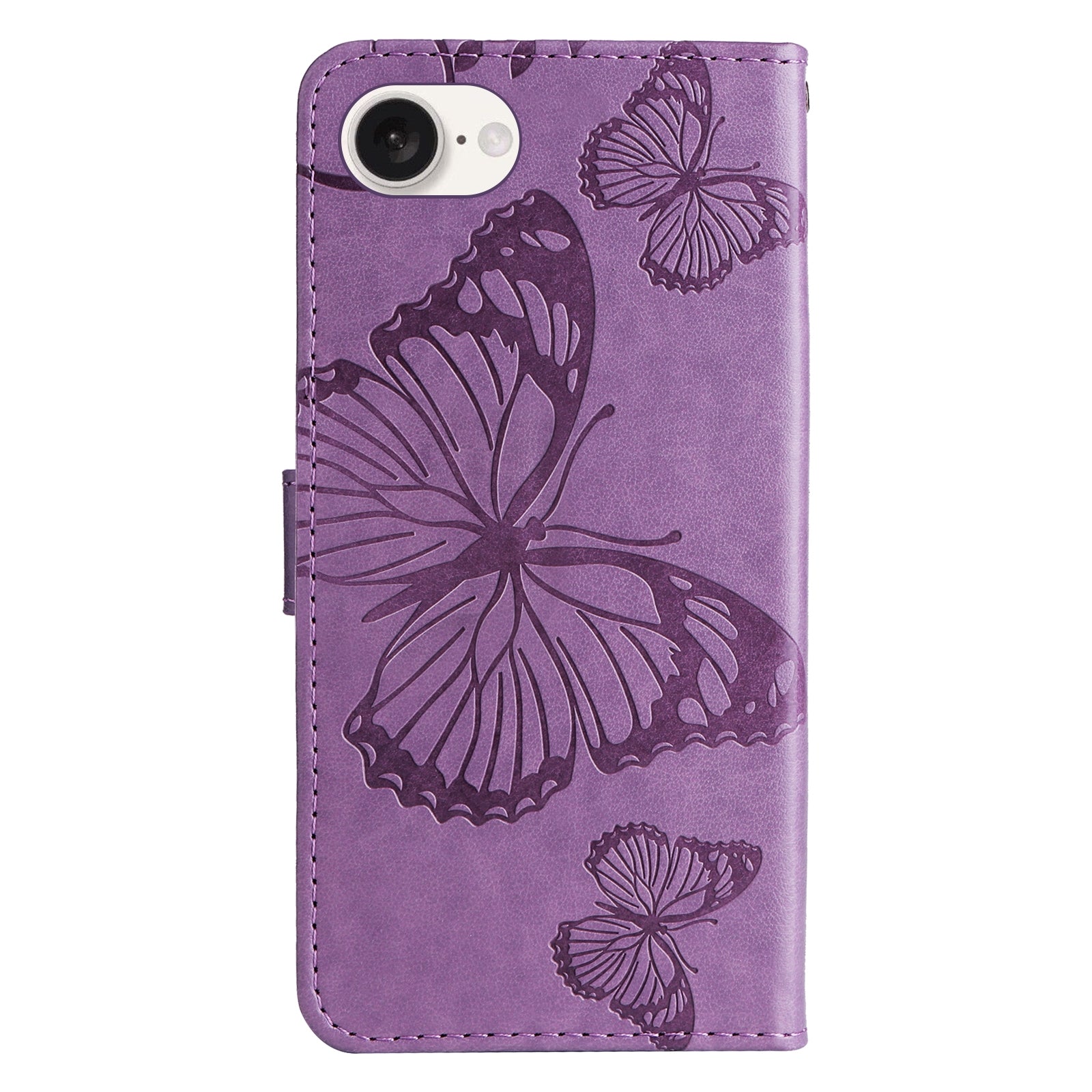 For-iPhone-17e-/-16e-3D-Butterfly-Embossed-Pattern-Flip-Leather-Phone-Case(Purple)