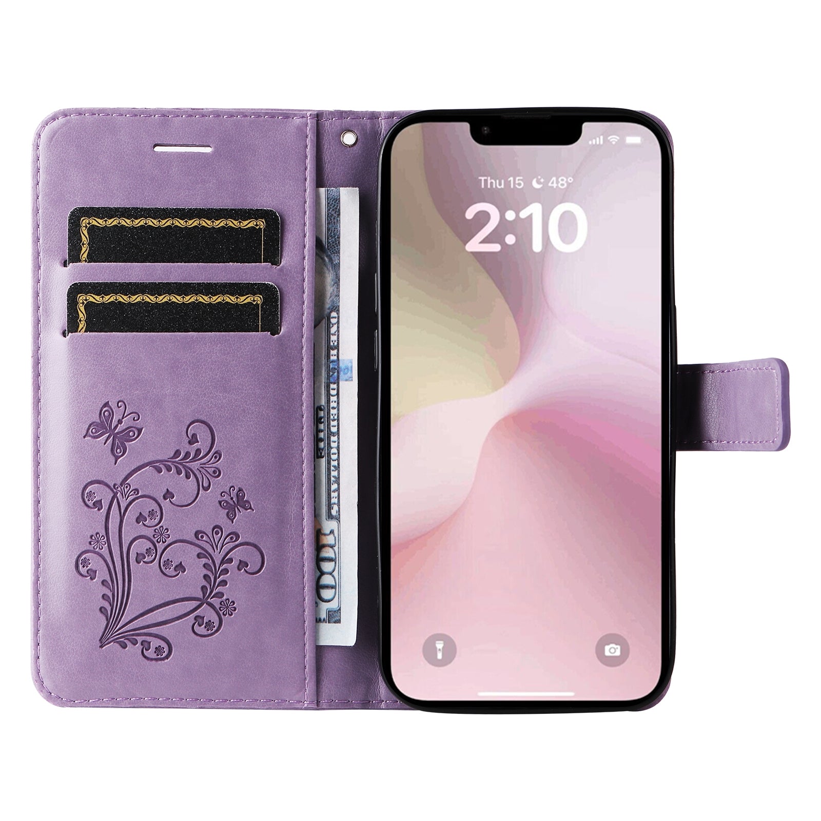 For-iPhone-17e-/-16e-3D-Butterfly-Embossed-Pattern-Flip-Leather-Phone-Case(Purple)