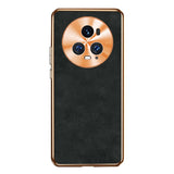For-Honor-Magic5-Pro-Electroplating-Lambskin-Leather-Phone-Case(Black)