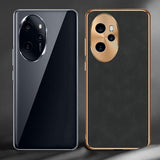 For-Honor-Magic5-Pro-Electroplating-Lambskin-Leather-Phone-Case(Black)
