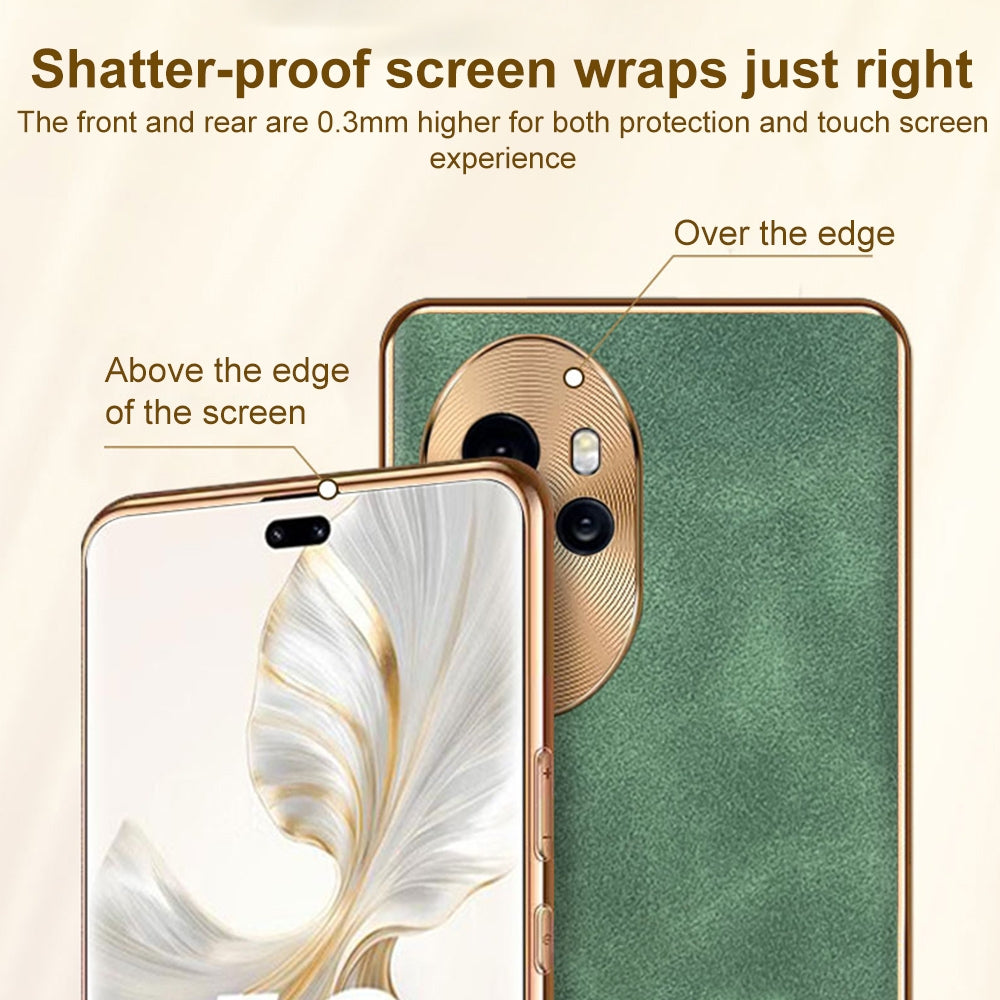 For-Honor-Magic5-Pro-Electroplating-Lambskin-Leather-Phone-Case(Black)