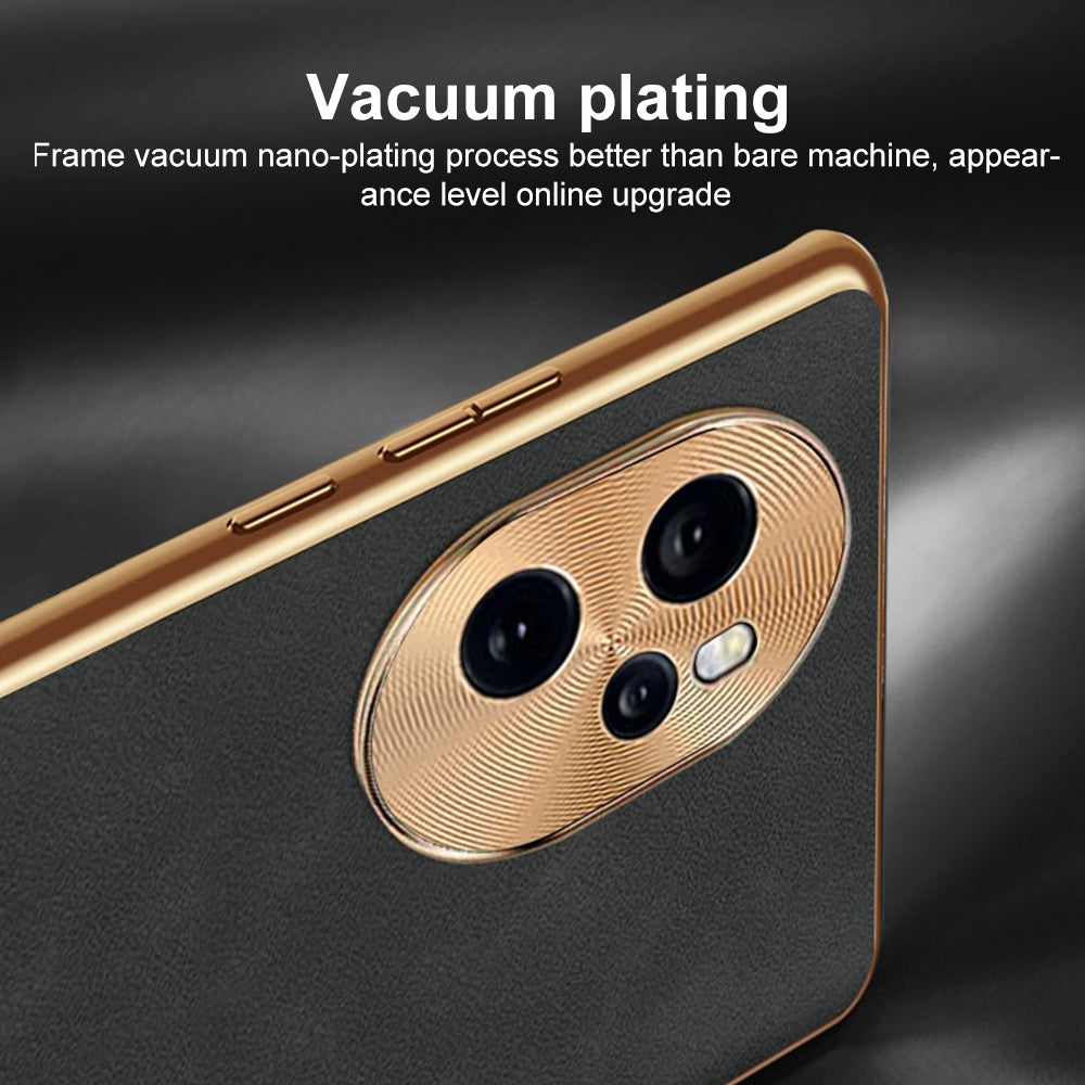 For-Honor-Magic5-Pro-Electroplating-Lambskin-Leather-Phone-Case(Black)