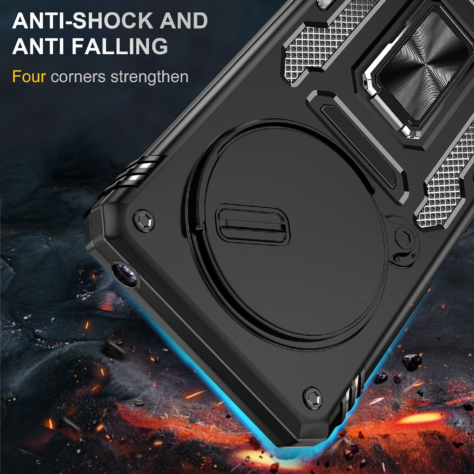 For-Redmi-14C-Armor-PC-+-TPU-Camera-Shield-Phone-Case(Black)