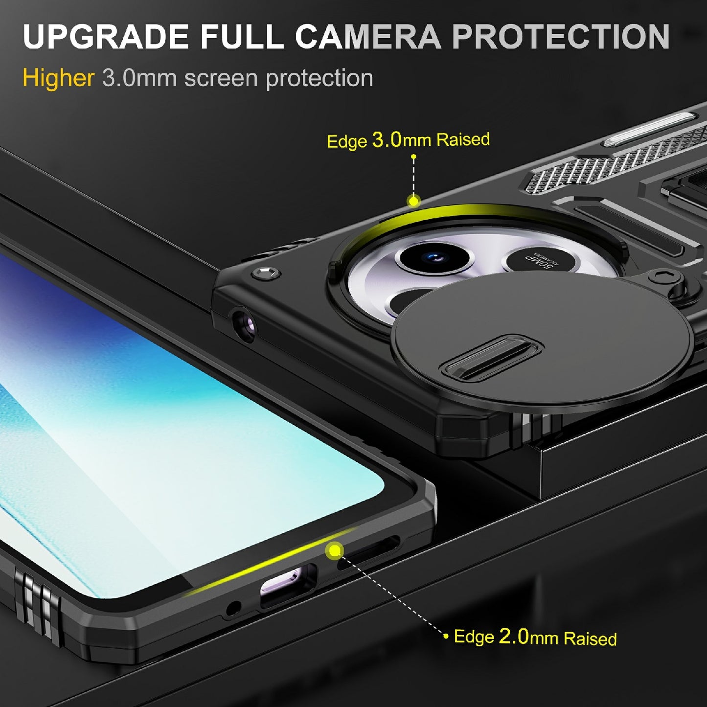 For-Redmi-14C-Armor-PC-+-TPU-Camera-Shield-Phone-Case(Black)