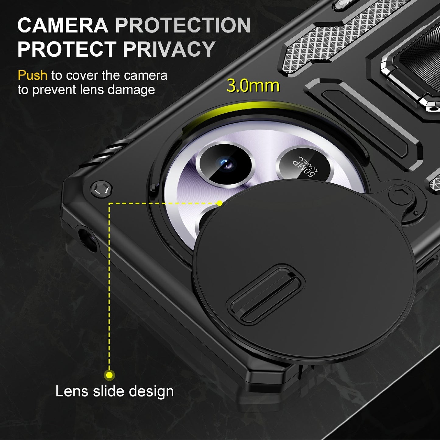 For-Redmi-14C-Armor-PC-+-TPU-Camera-Shield-Phone-Case(Black)