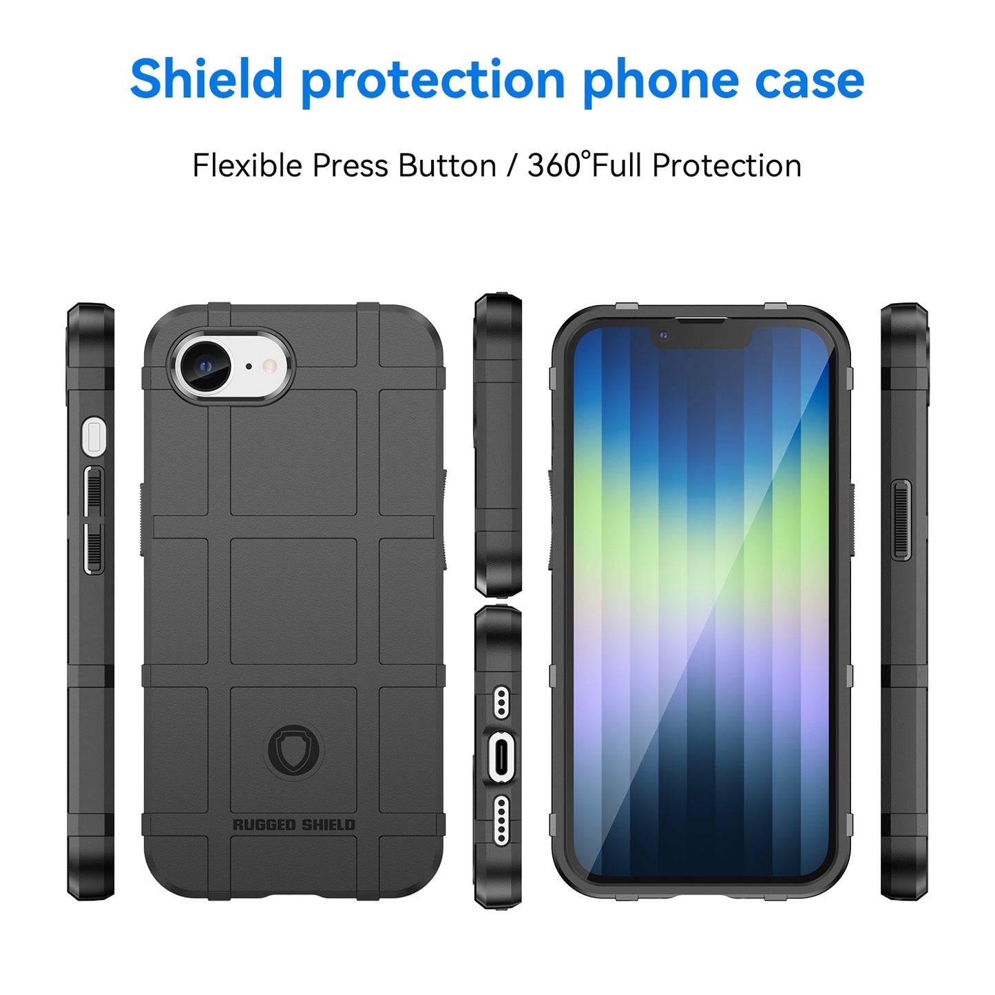 For-iPhone-17e-/-16e-Full-Coverage-Shockproof-TPU-Phone-Case(Black)