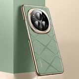 For-Honor-Magic6-Pro-Plain-Leather-PC-Phone-Case(Green)
