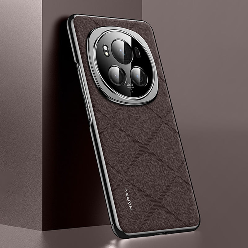 For-Honor-Magic6-Pro-Plain-Leather-PC-Phone-Case(Brown)