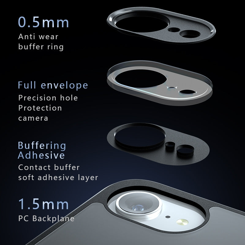 For-iPhone-17e-/-16e-Armor-Precise-Hole-PC-Hybrid-TPU-Phone-Case(Frosted-Black)