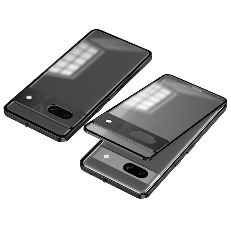 For-Google-Pixel-8a-Snap-Buckle-Metal-Frame-Frosted-Phone-Case(Black)