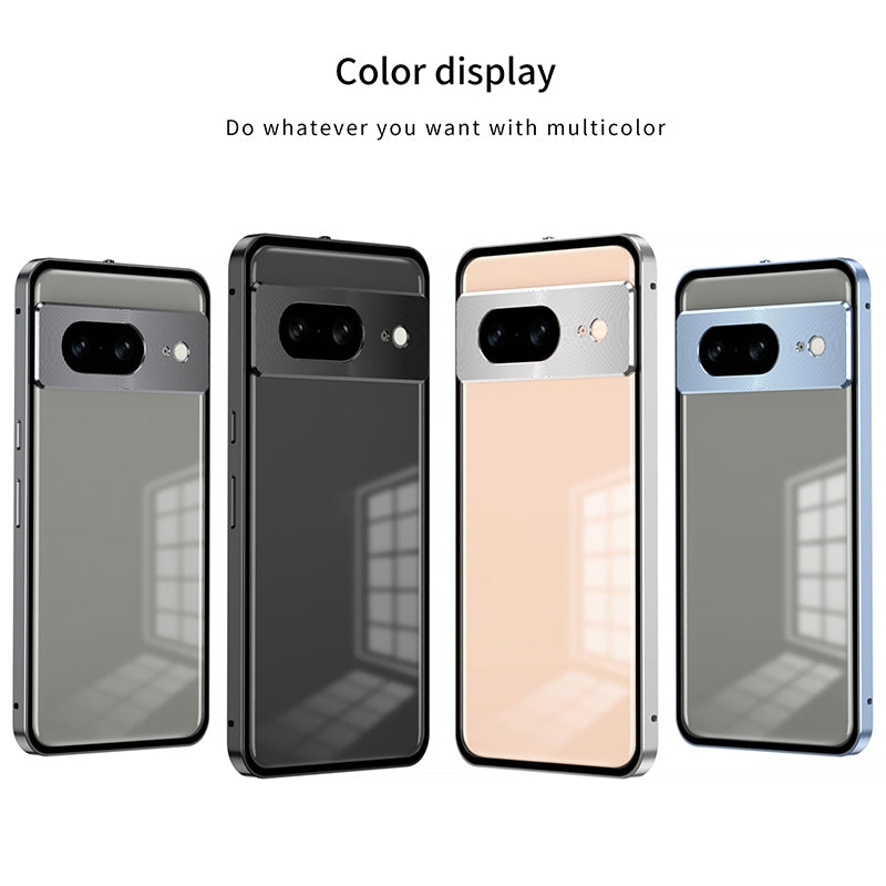 For-Google-Pixel-8a-Snap-Buckle-Metal-Frame-Frosted-Phone-Case(Black)