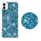 For-Samsung-Galaxy-A05-Transparent-Frame-Glitter-Powder-TPU-Phone-Case(Blue)