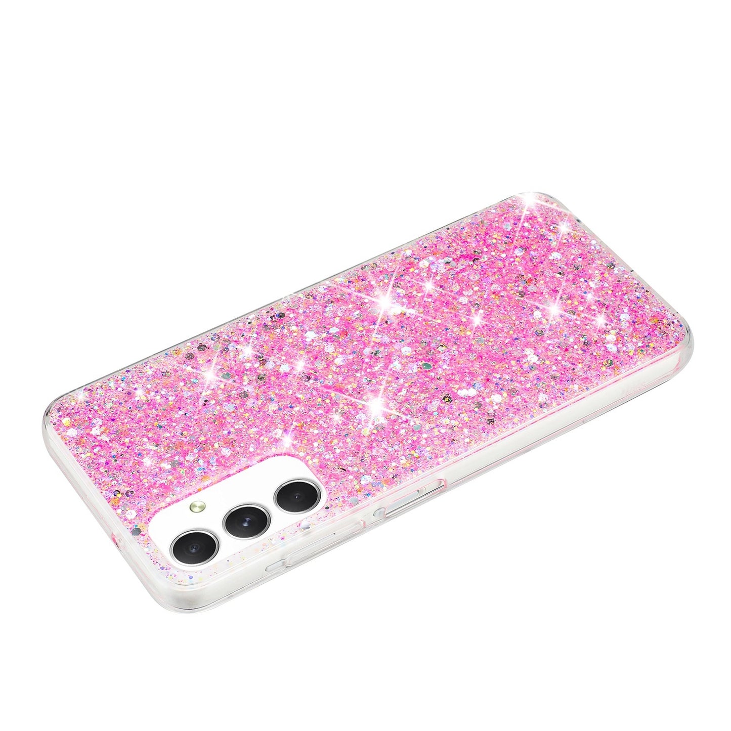 For-Samsung-Galaxy-A05s-Transparent-Frame-Glitter-Powder-TPU-Phone-Case(Pink)