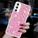 For-Samsung-Galaxy-A05s-Transparent-Frame-Glitter-Powder-TPU-Phone-Case(Pink)