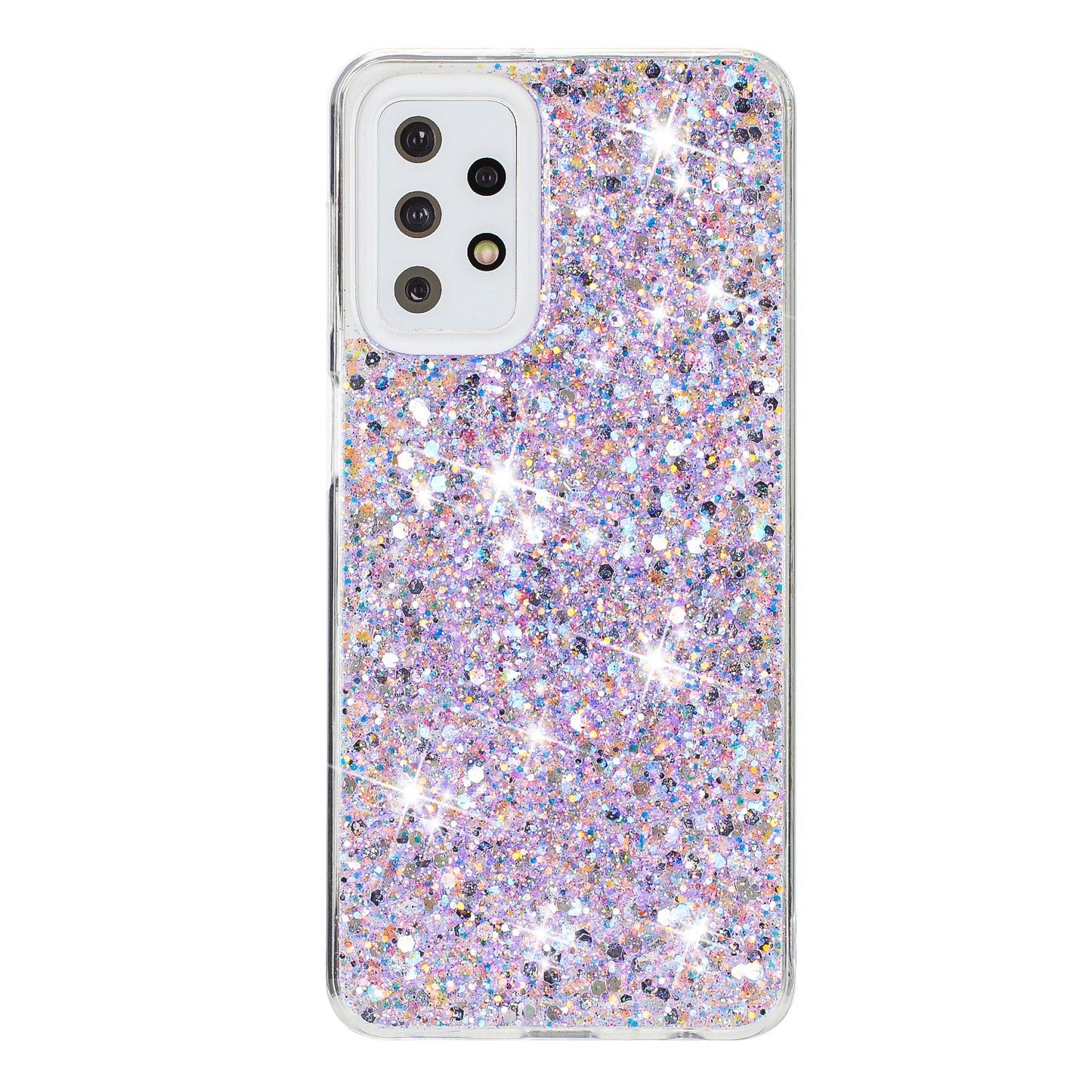 For-Samsung-Galaxy-A23-4G-/-A23-5G-Transparent-Frame-Glitter-Powder-TPU-Phone-Case(Purple)