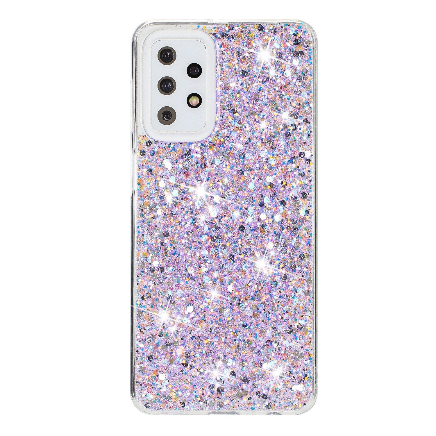 For-Samsung-Galaxy-A23-4G-/-A23-5G-Transparent-Frame-Glitter-Powder-TPU-Phone-Case(Purple)
