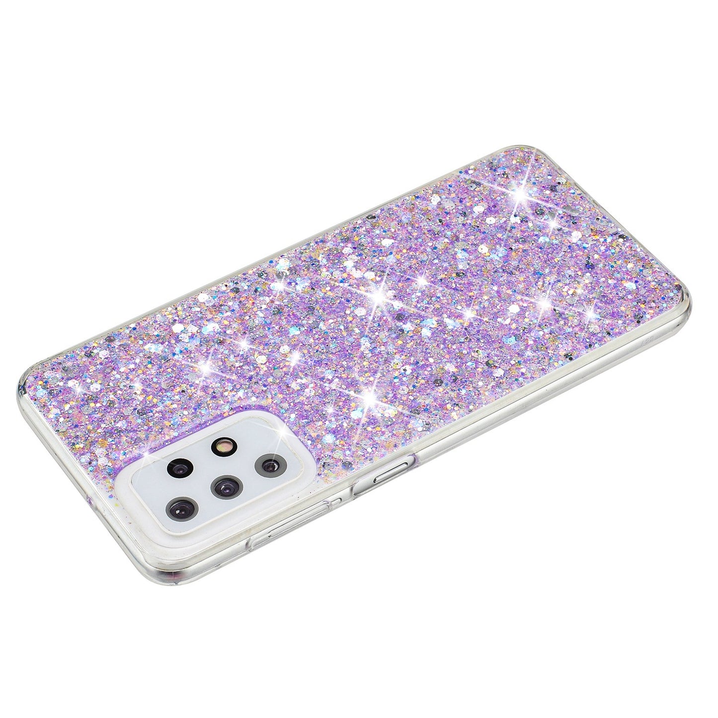 For-Samsung-Galaxy-A23-4G-/-A23-5G-Transparent-Frame-Glitter-Powder-TPU-Phone-Case(Purple)