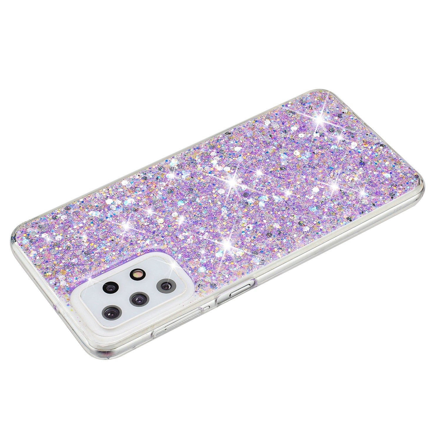 For-Samsung-Galaxy-A23-4G-/-A23-5G-Transparent-Frame-Glitter-Powder-TPU-Phone-Case(Purple)