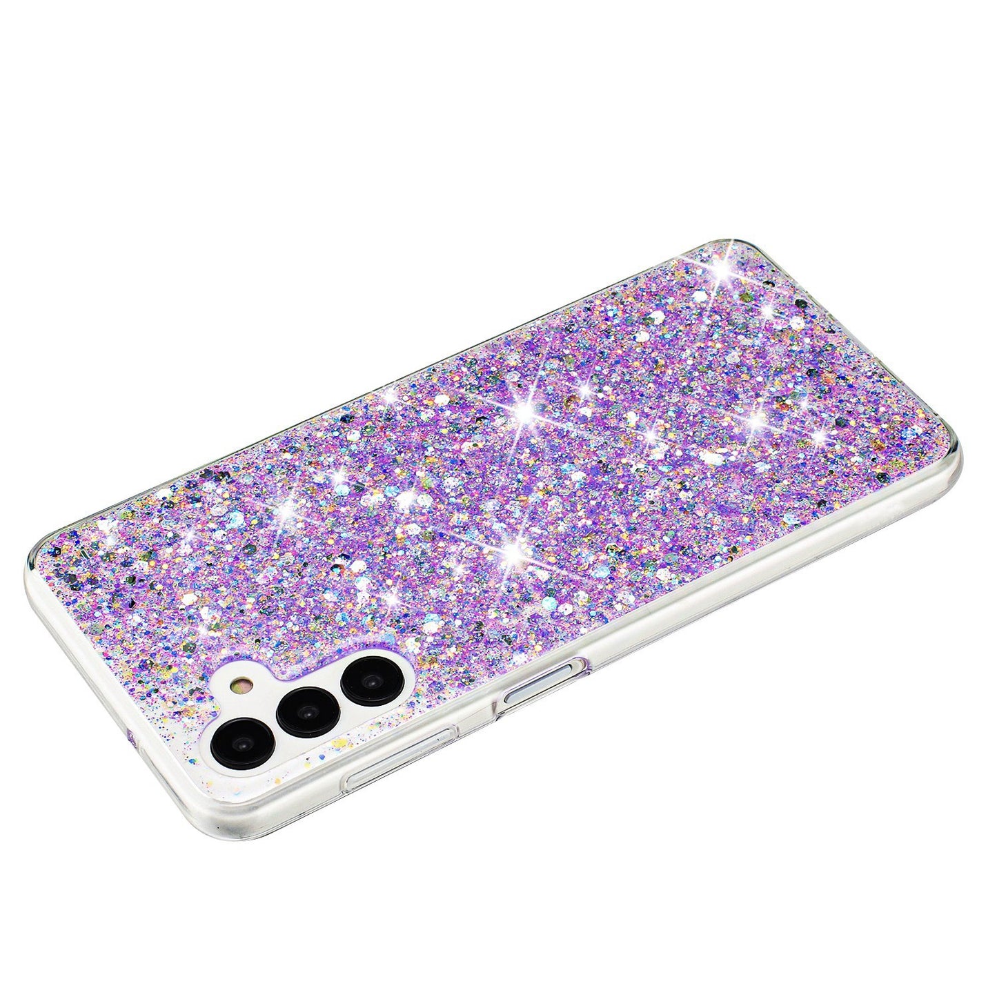 For-Samsung-Galaxy-A34-5G-Transparent-Frame-Glitter-Powder-TPU-Phone-Case(Purple)