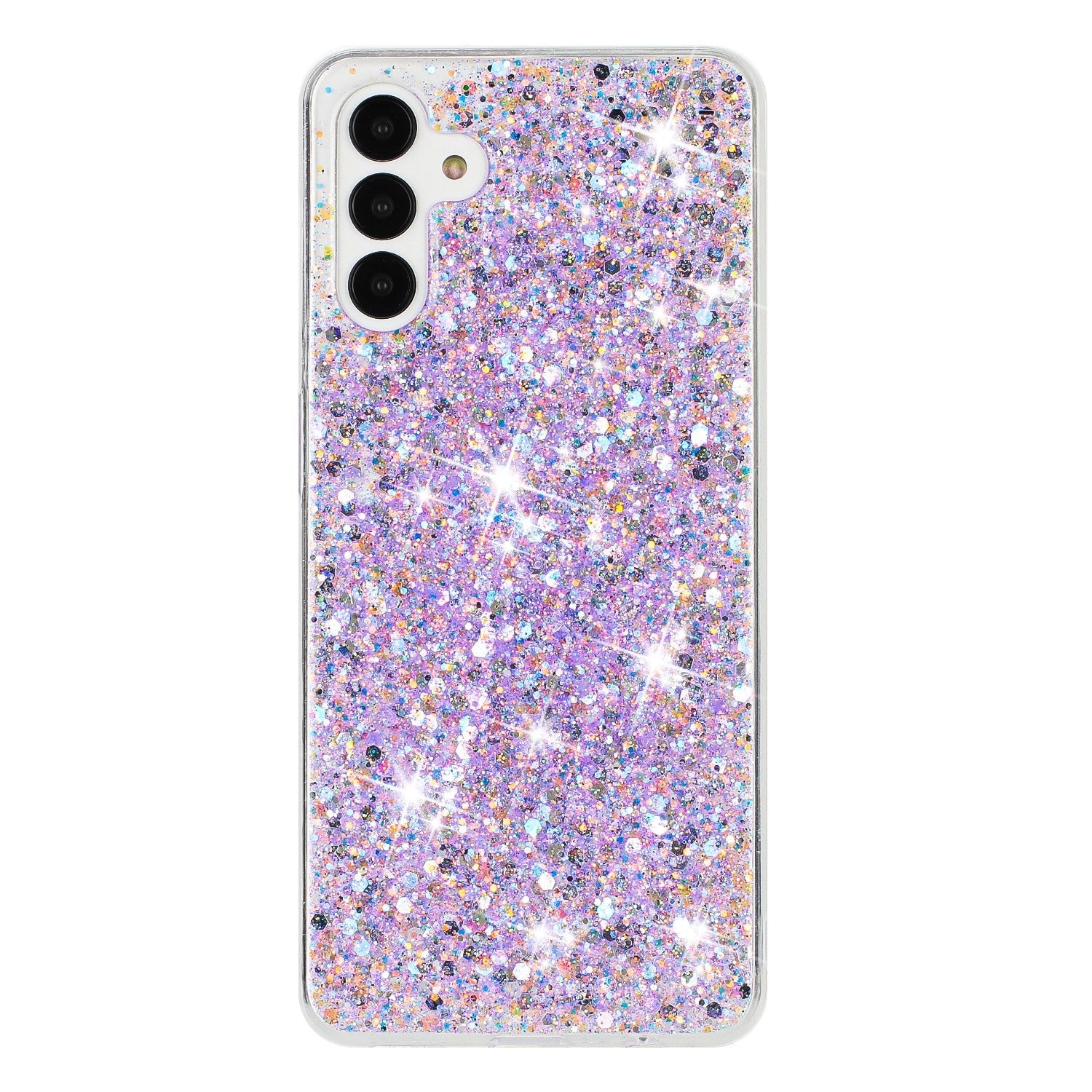 For-Samsung-Galaxy-A35-5G-Transparent-Frame-Glitter-Powder-TPU-Phone-Case(Purple)