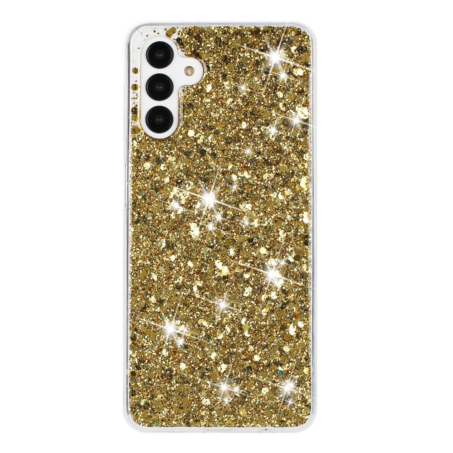 For-Samsung-Galaxy-A54-5G-Transparent-Frame-Glitter-Powder-TPU-Phone-Case(Gold)