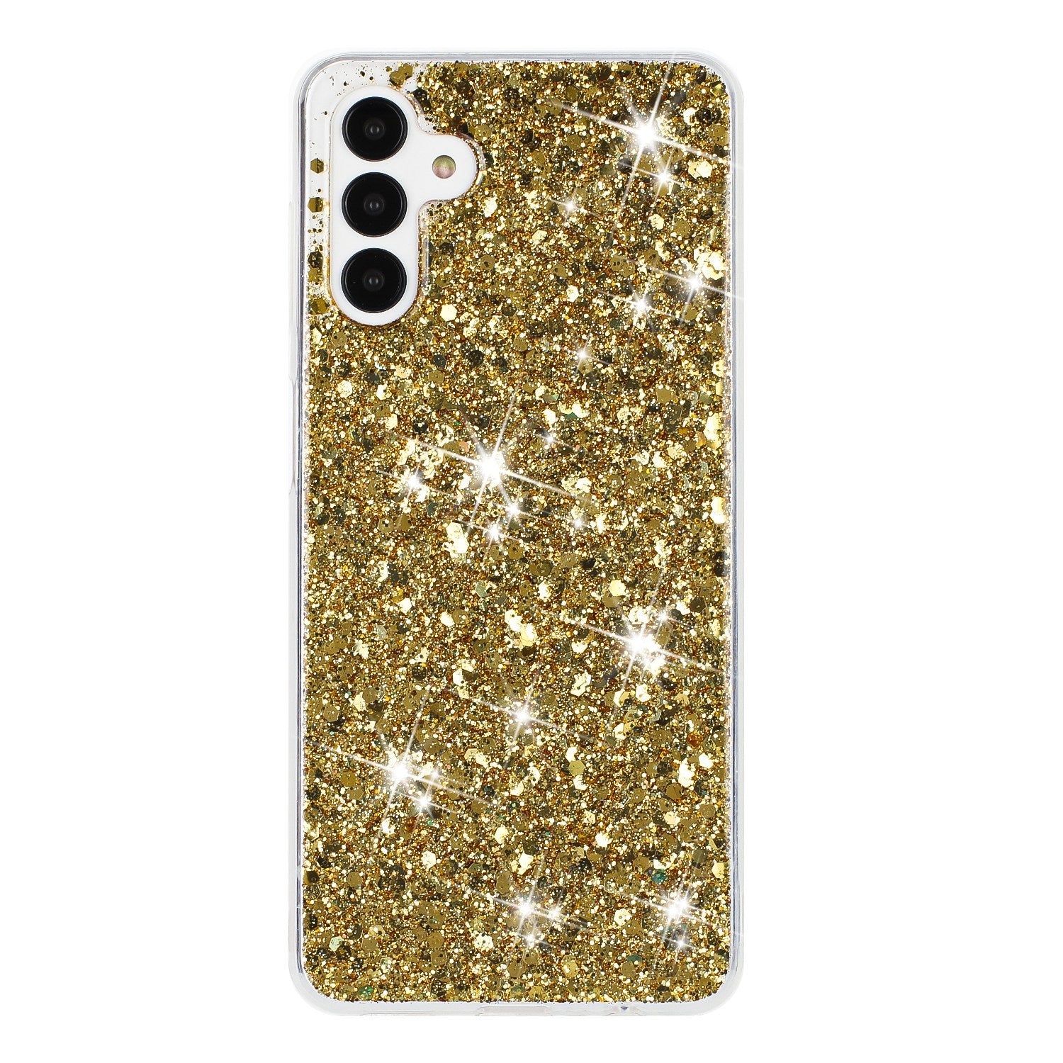 For-Samsung-Galaxy-A54-5G-Transparent-Frame-Glitter-Powder-TPU-Phone-Case(Gold)