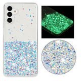 For-Samsung-Galaxy-A34-5G-Transparent-Frame-Noctilucent-Glitter-Powder-TPU-Phone-Case(White)