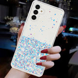 For-Samsung-Galaxy-A34-5G-Transparent-Frame-Noctilucent-Glitter-Powder-TPU-Phone-Case(White)