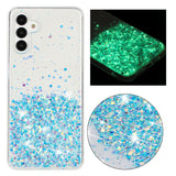 For-Samsung-Galaxy-A54-5G-Transparent-Frame-Noctilucent-Glitter-Powder-TPU-Phone-Case(Blue)