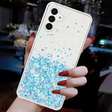 For-Samsung-Galaxy-A54-5G-Transparent-Frame-Noctilucent-Glitter-Powder-TPU-Phone-Case(Blue)