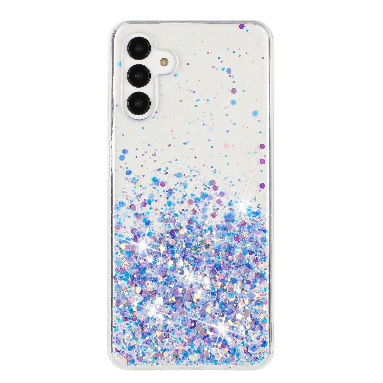 For-Samsung-Galaxy-A55-5G-Transparent-Frame-Noctilucent-Glitter-Powder-TPU-Phone-Case(Purple)